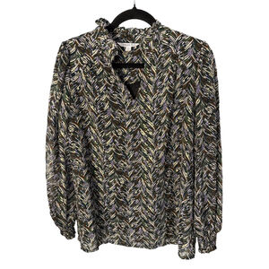 Ophelia Roe Multicolor Metallic Golf Foil Ruffle Neck Size S